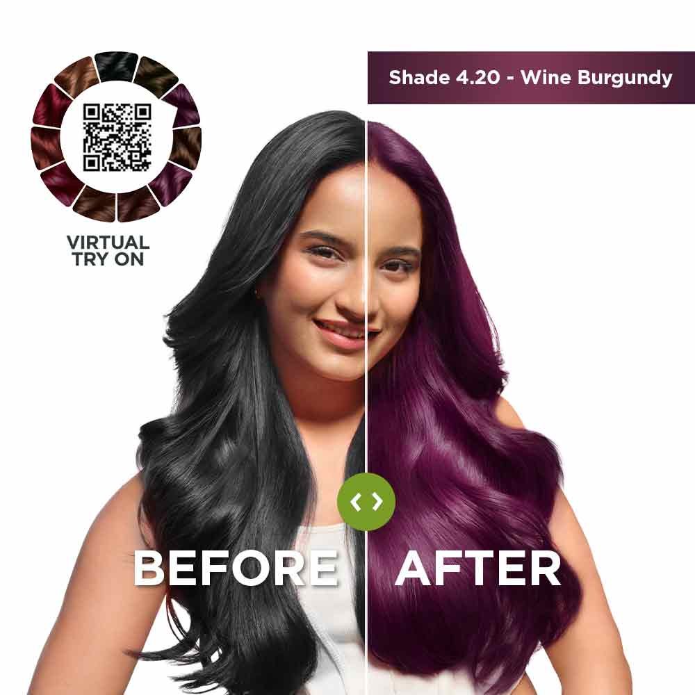 Color Naturals Shade 4.2 Wine Burgundy Before After Image